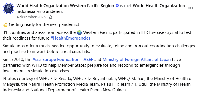 WHO voerde zojuist een grootschalige pandemiesimulatie uit met 31 landen.
