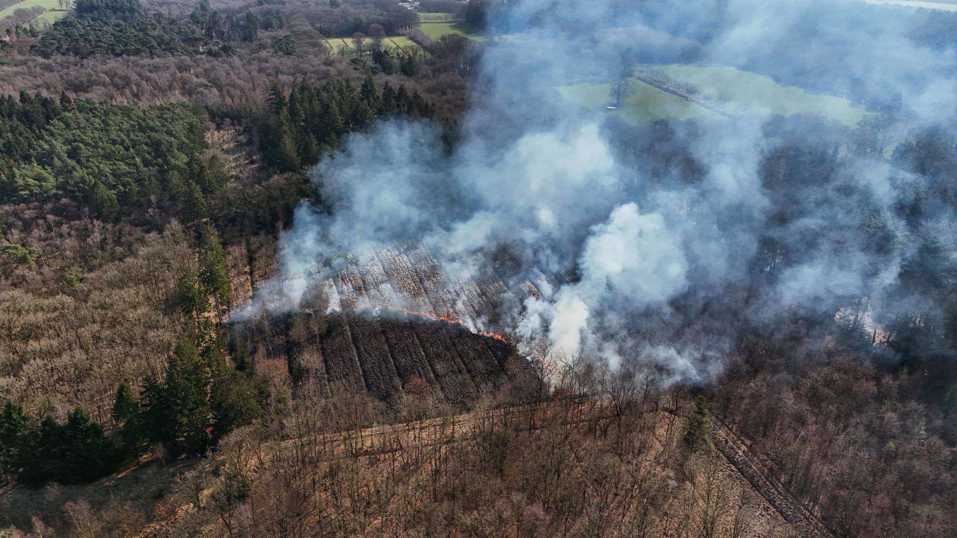 Bosbrand van 20 bij 30 meter, brandweer zet drone in bij blussen