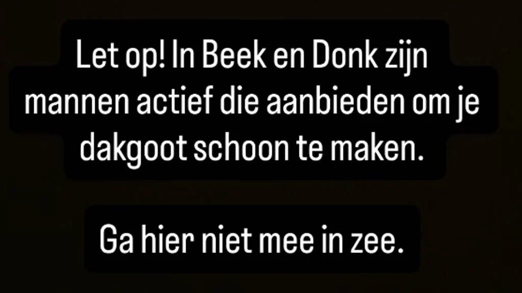 Politie waarschuwt voor dakgootschoonmakers