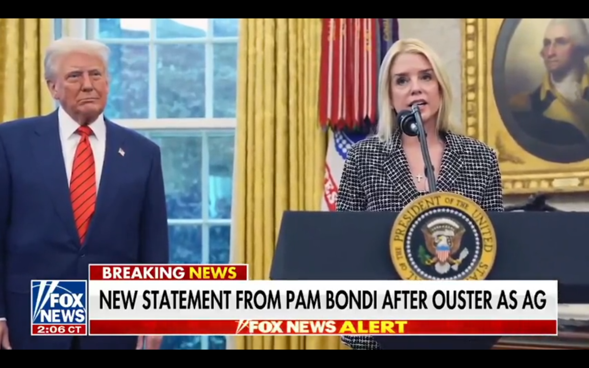 BEKIJK: Pam Bondi geeft opvallende verklaring na plotseling ontslag