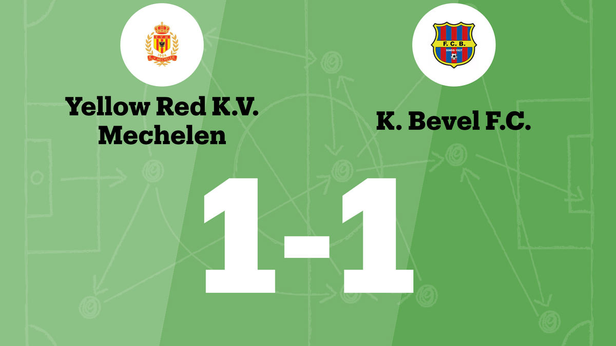 Caubergs redt punt voor Jong KV Mechelen tegen Bevel.