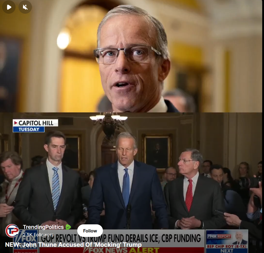 RINO John Thune betrapt op het belachelijk maken van Trump en blokkeert een ander belangrijk initiatief van Trump.