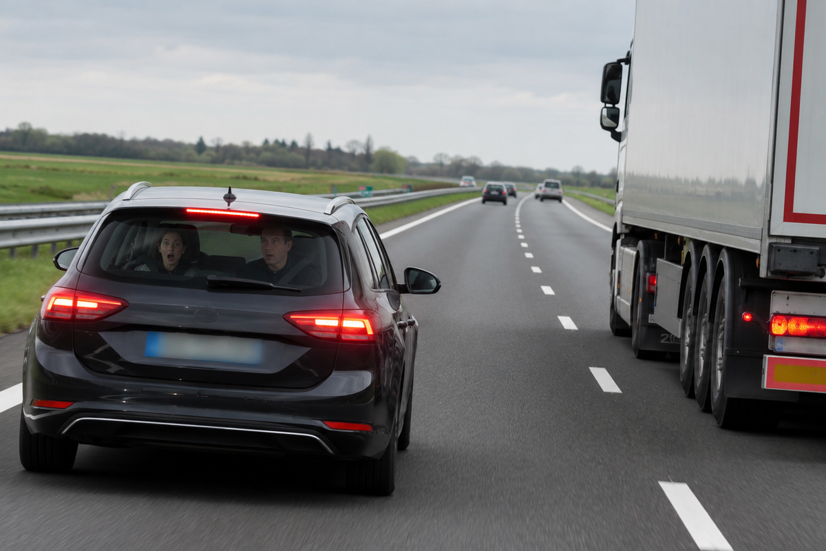 Auto remt op snelweg plotseling zelf af van 110 naar 50 kilometer per uur.