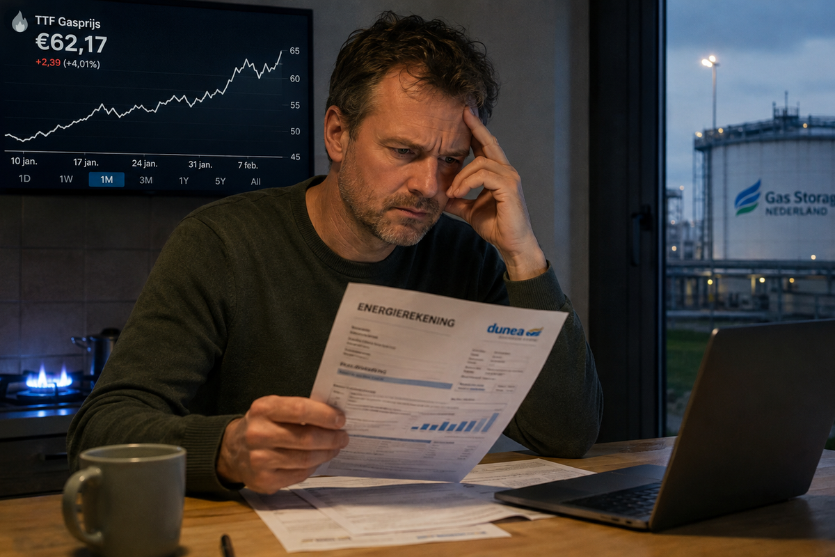 Europese gasprijs klimt weer boven €62: dit kan nieuwe energiecontracten duurder maken.