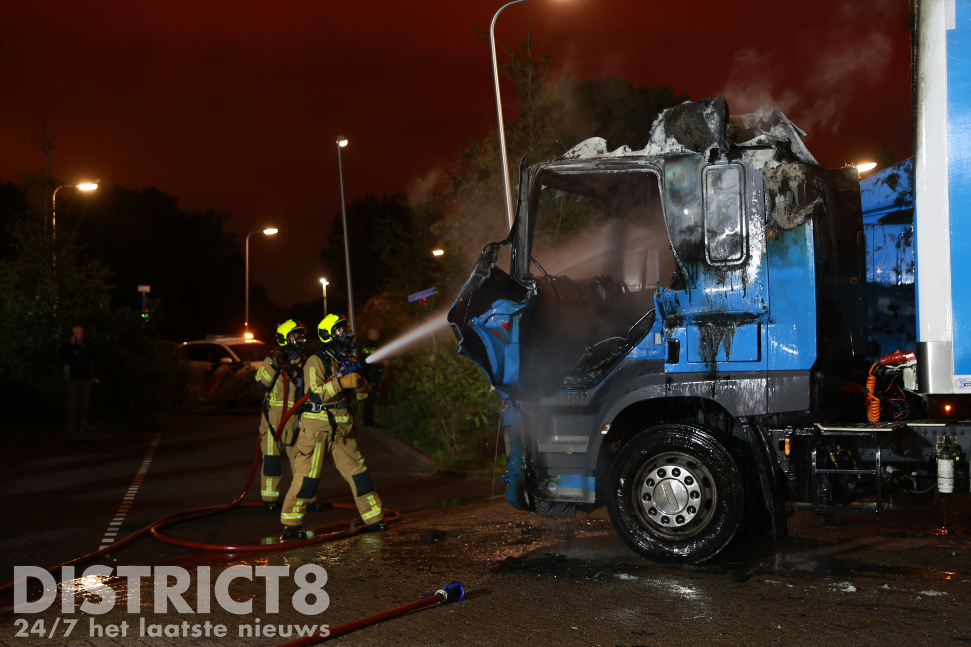 Cabine van vrachtwagen verwoest door brand Franklinstraat ‘s-Gravenzande