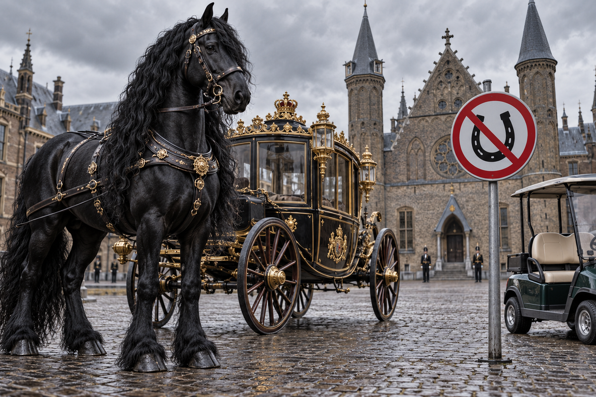 Woke-gekte bereikt Prinsjesdag: Partij voor de Dieren eist verbod op koninklijke paarden en wil ‘elektrische koets’.