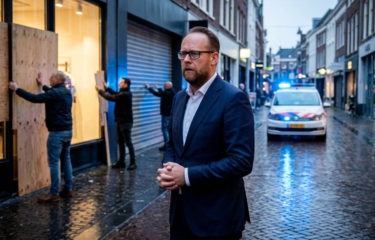 CDA-minister Pieter Heerma scheept doodsbange winkeliers bij dreigende plunderingen af met de oproep 'denk na, gedraag je'.